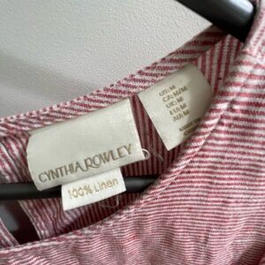 Cynthia Rowley Red White Stripe Linen Shift Dress Flutter Sleeve Size M